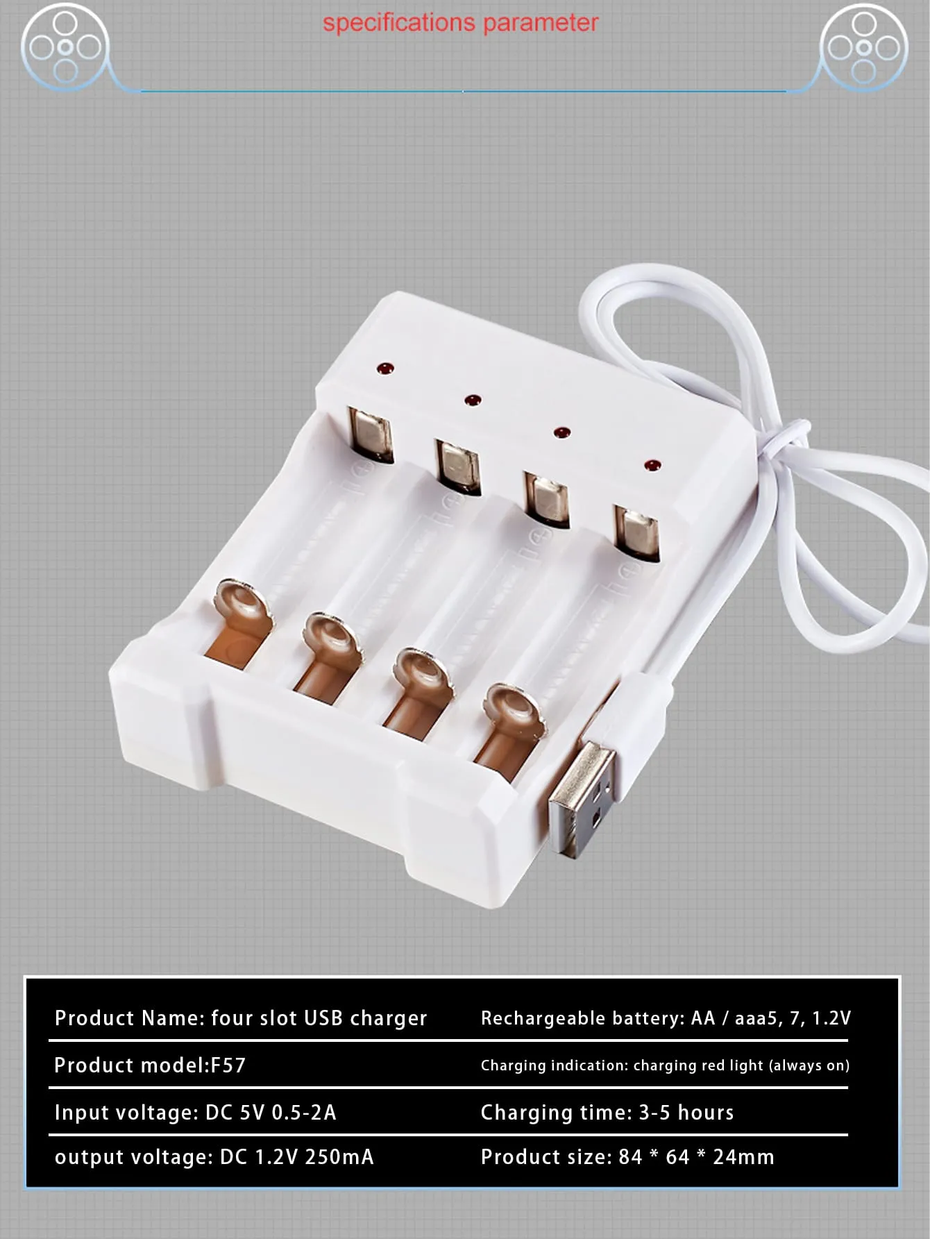 1pc 4 Slot AA/AAA USB Battery Charger