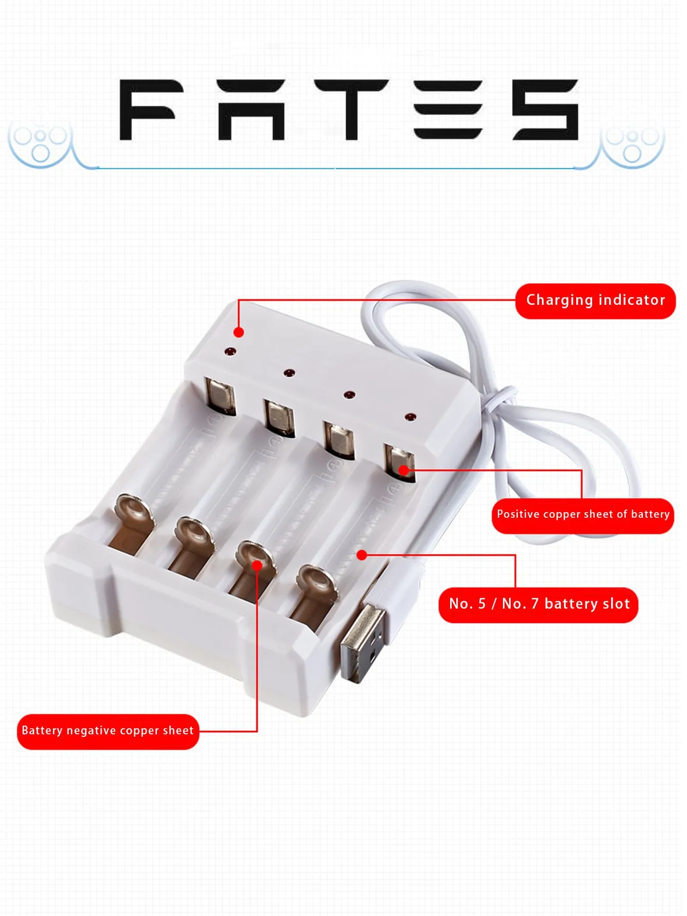 1pc 4 Slot AA/AAA USB Battery Charger