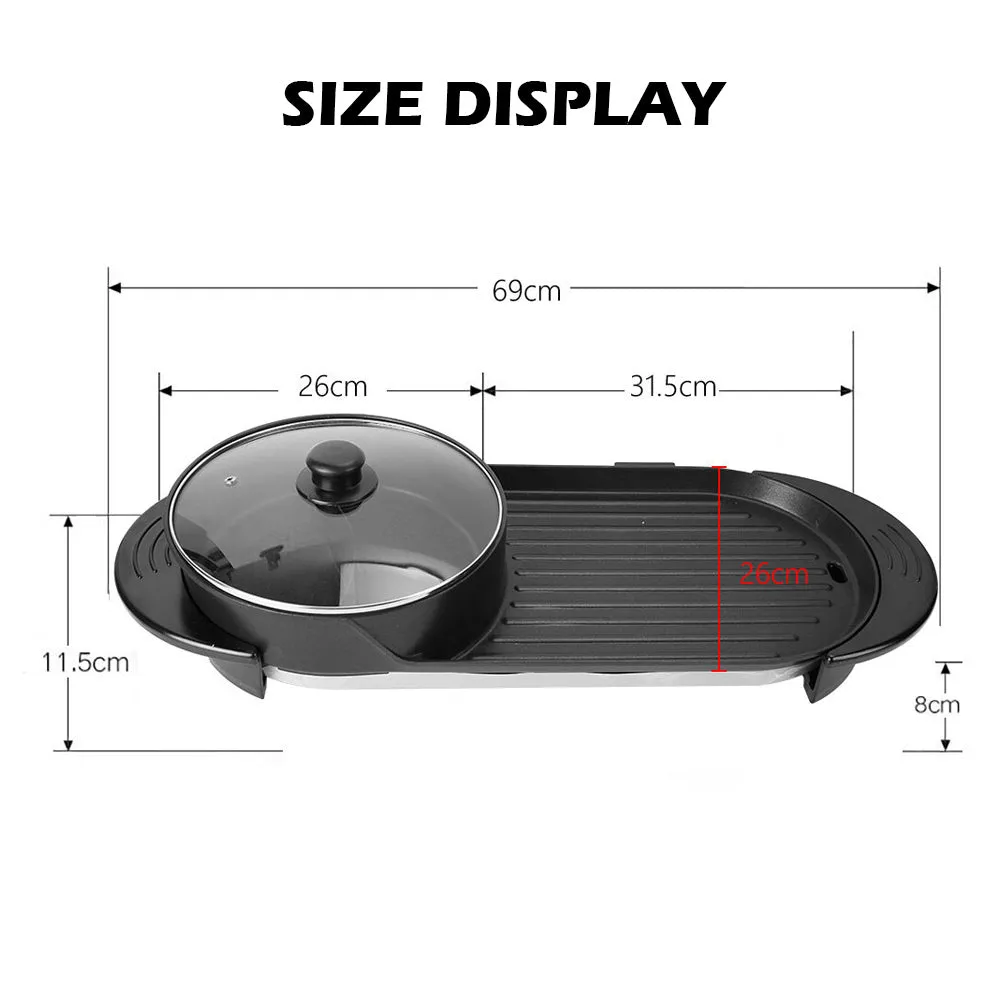2-IN-1 Electric Hot Pot BBQ Grill Pan