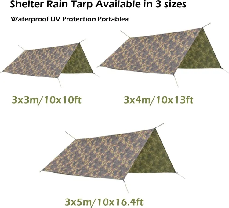 3X5m Waterproof Tent Tarp Square Canopy Polyester Sunshade Floor Mat(Camouflage)