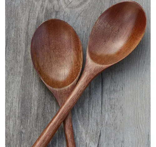 6PCS - Wood Spoons Soup Eco Friendly Japanese Tableware Natural Ellipse Wooden