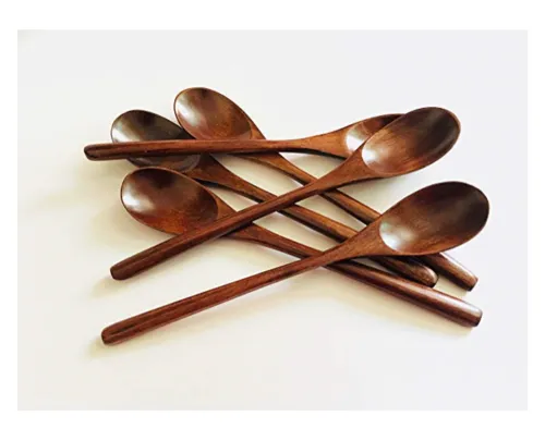 6PCS - Wood Spoons Soup Eco Friendly Japanese Tableware Natural Ellipse Wooden