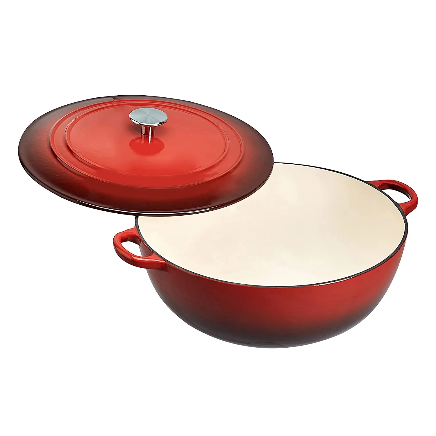 Commercial Enameled Cast Iron Covered Braiser, 7.5-Quart, Red