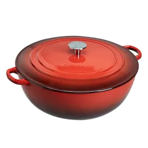Commercial Enameled Cast Iron Covered Braiser, 7.5-Quart, Red