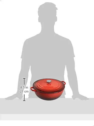 Commercial Enameled Cast Iron Covered Braiser, 7.5-Quart, Red