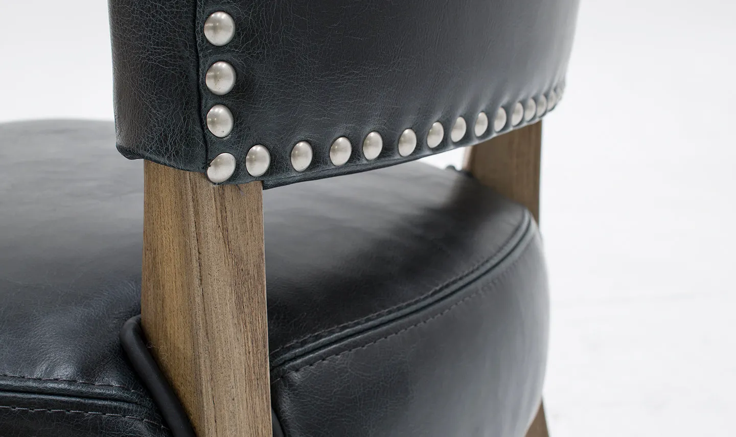Duke Dining Chair Leather Ink Blue