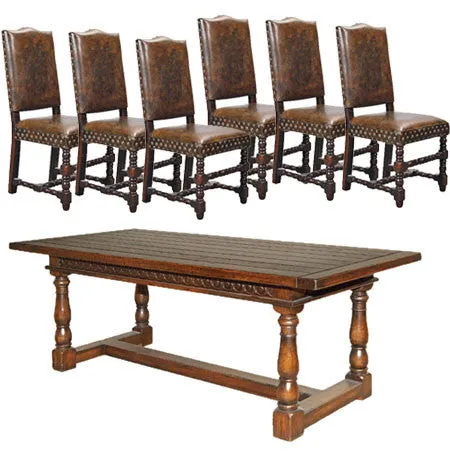 French Country Dining, Turquoise French Dining Table Set (1 Table 6 Chairs)