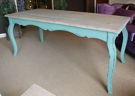 French Country Dining, Turquoise French Dining Table Set (1 Table 6 Chairs)