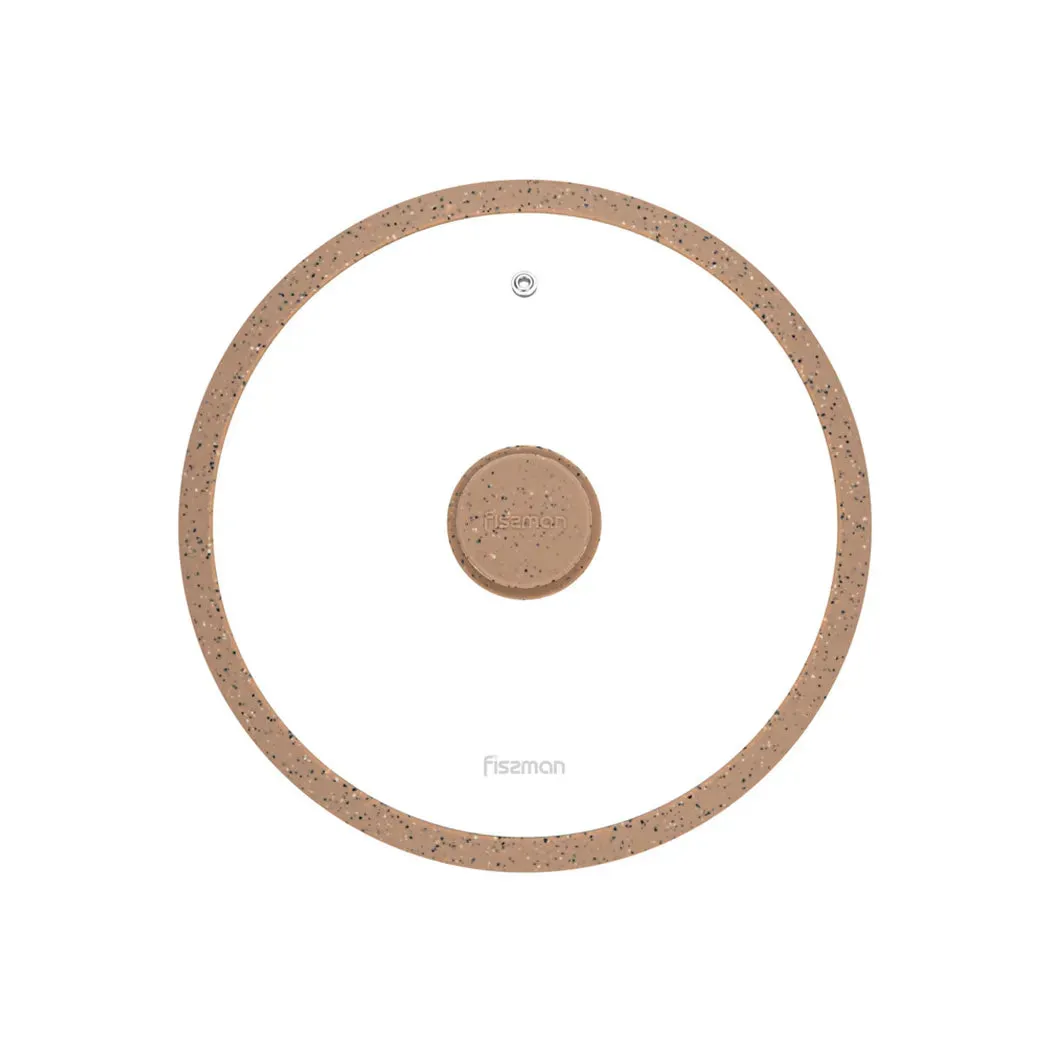 Glass Lid Arcades with Silicone Rim in Brown Color, 26 cm