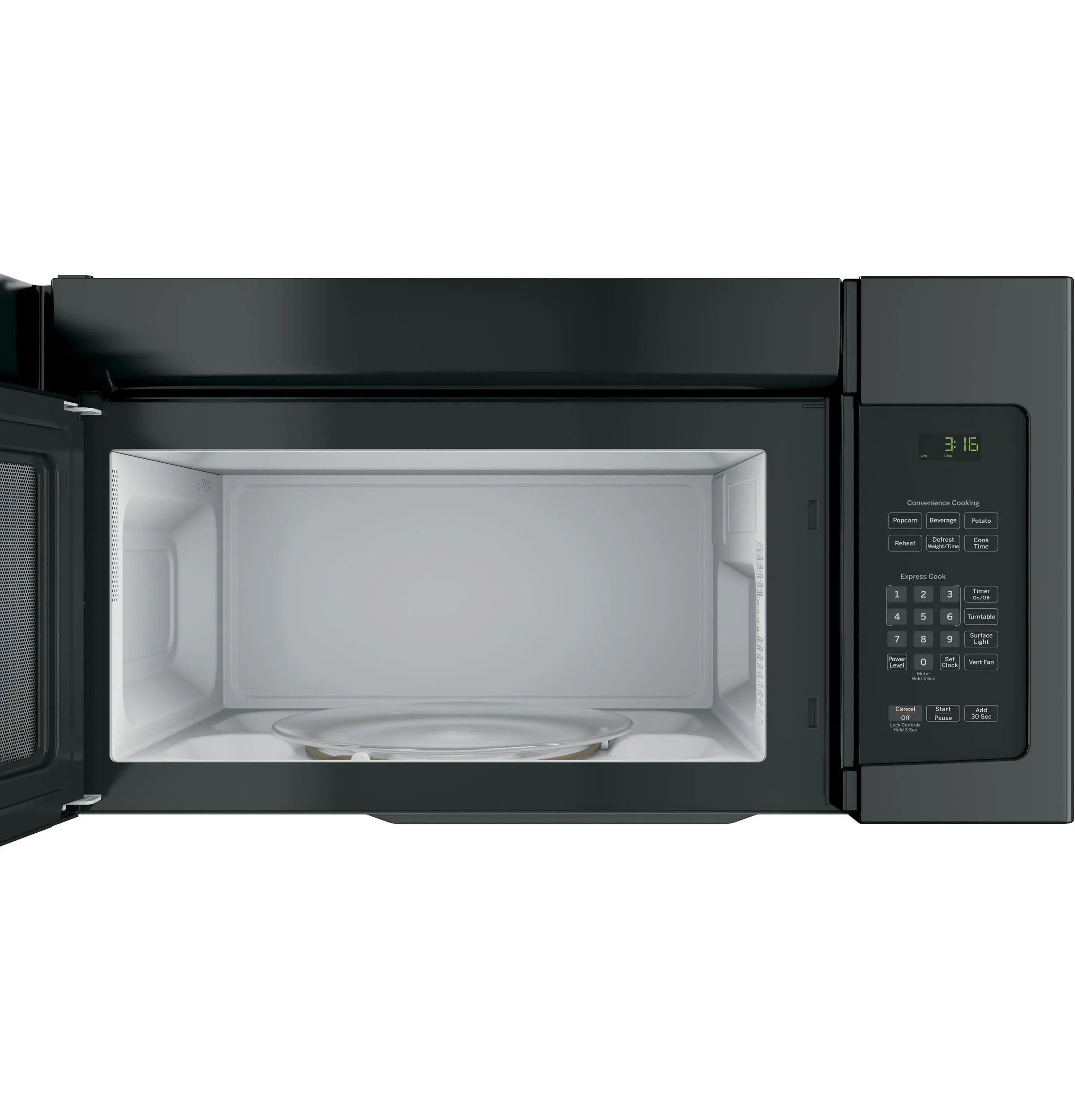 JNM3163DJBB GE® 1.6 Cu. Ft. Over-the-Range Microwave Oven with Recirculating Venting