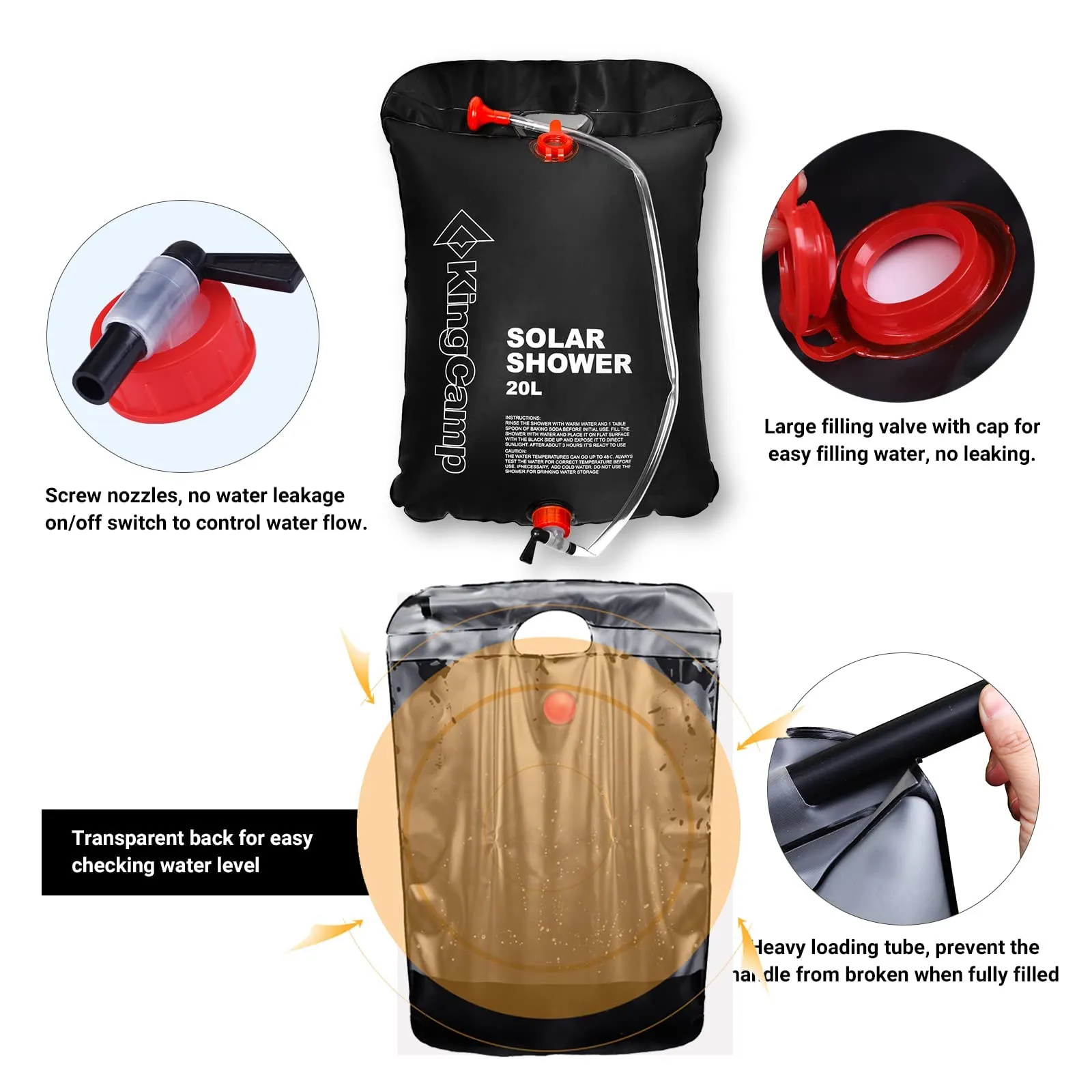 KingCamp Double Shower Tent with Solar Shower