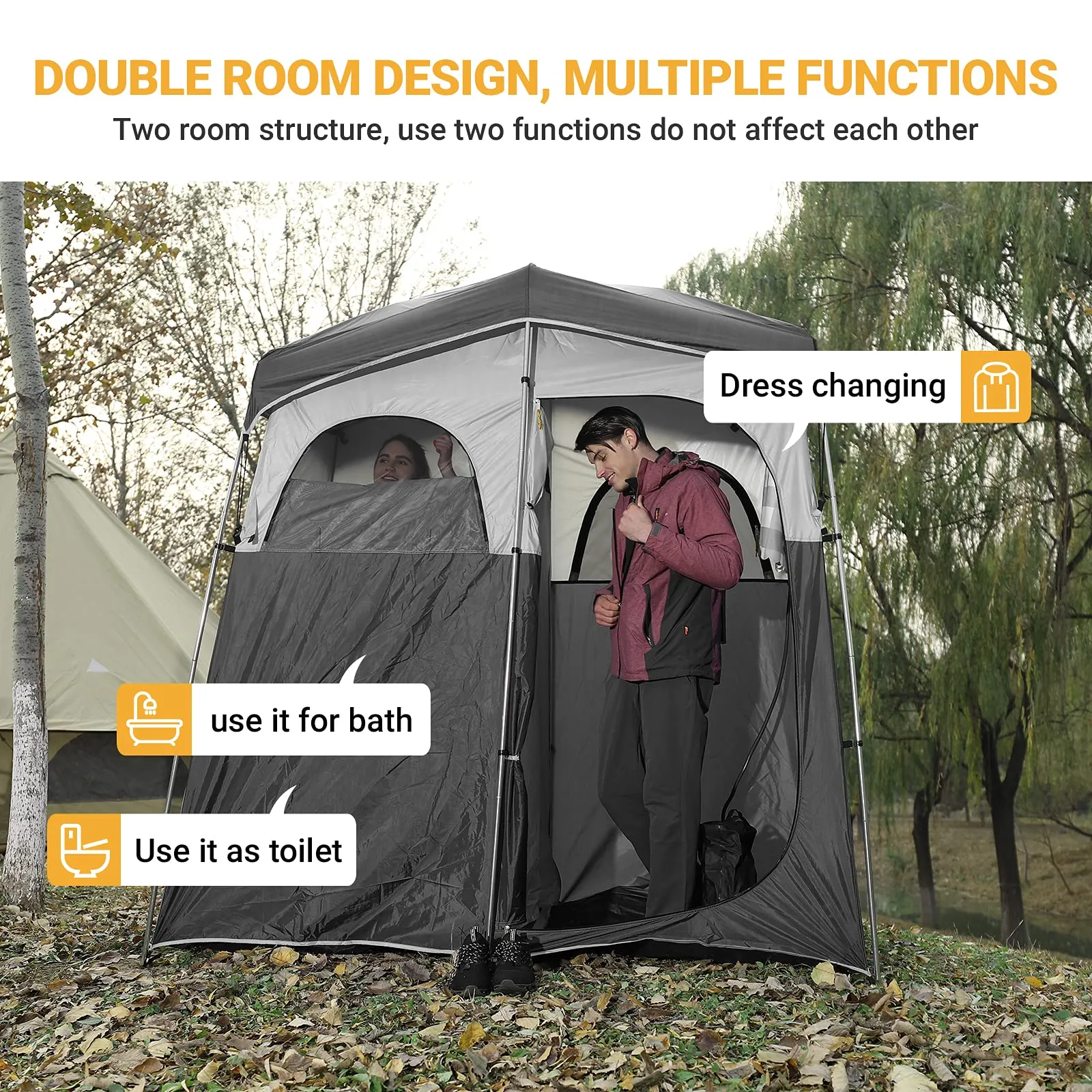 KingCamp Double Shower Tent with Solar Shower