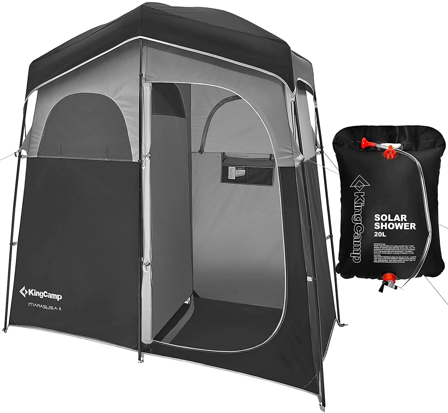 KingCamp Double Shower Tent with Solar Shower