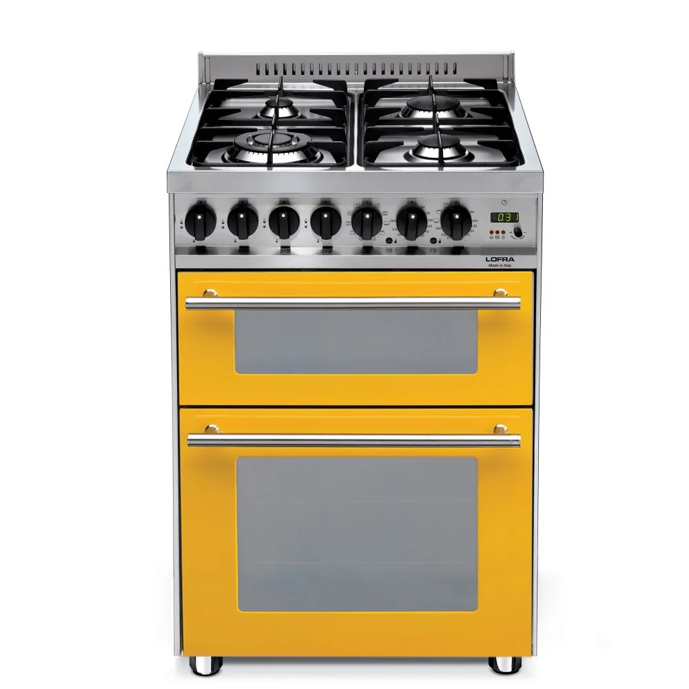 Lofra Professional 60 PGU D66MFE/C GV Yellow Gas Dual Fuel Range Cooker 60cm