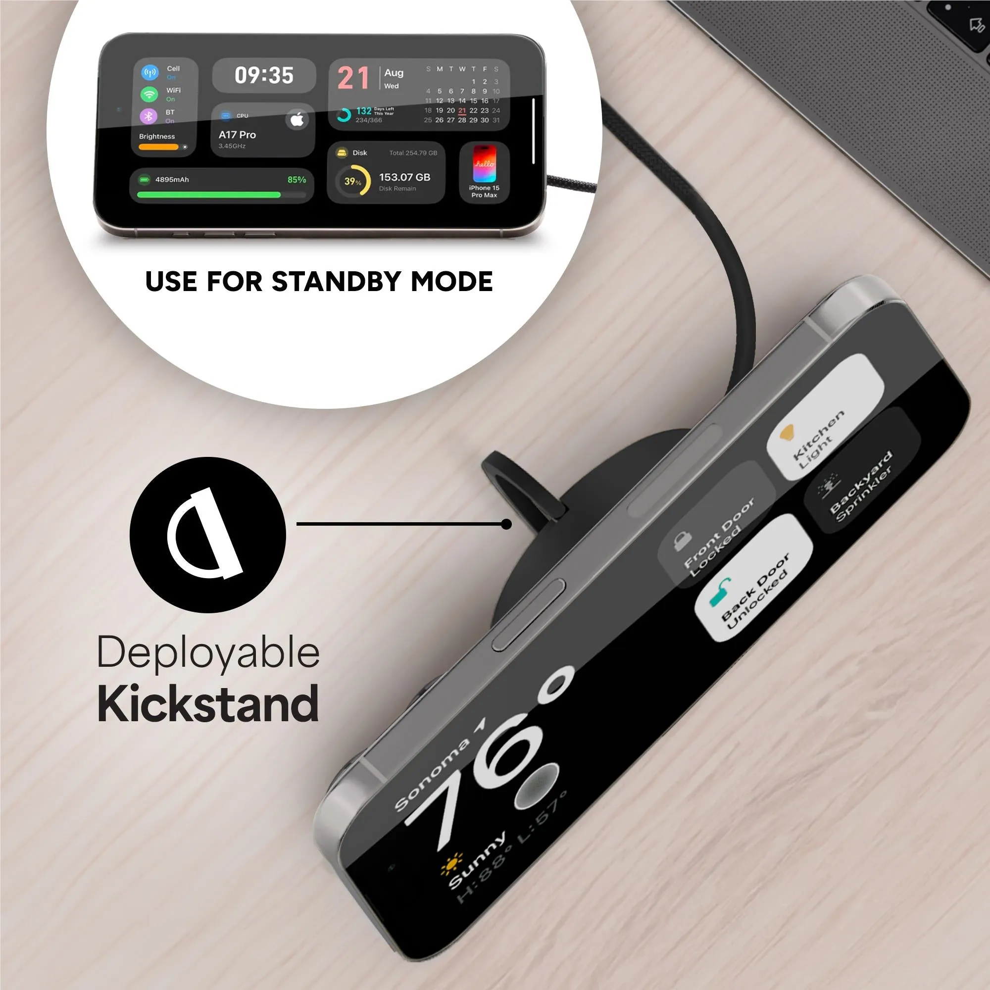 Mophie 15W Qi2 Wireless Charging Pad with Kickstand
