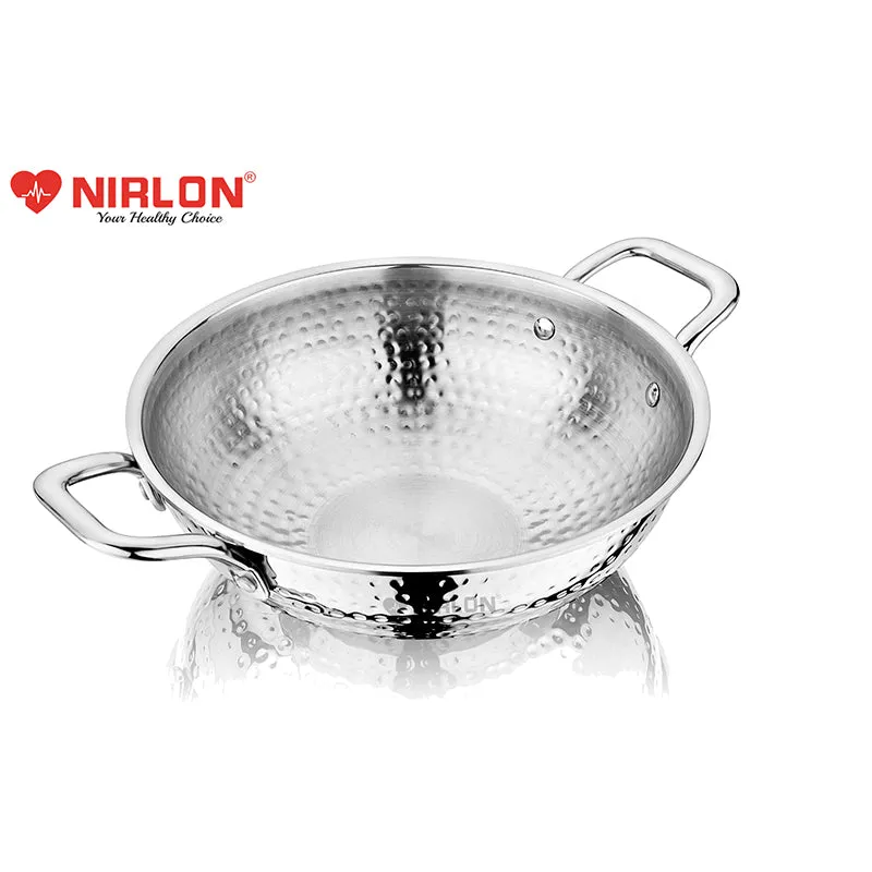 Nirlon Hammered Kadhai With Lid - 2100 ML/9 Inches