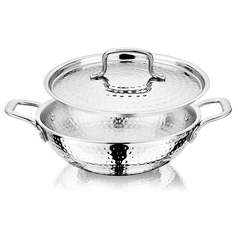 Nirlon Hammered Kadhai With Lid - 2100 ML/9 Inches