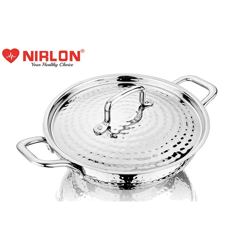 Nirlon Hammered Kadhai With Lid - 2100 ML/9 Inches
