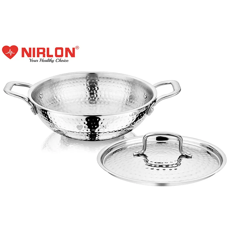 Nirlon Hammered Kadhai With Lid - 2100 ML/9 Inches