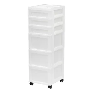 Open Box - IRIS 6 Drawer Storage Cart with Organizer Top White/Pearl