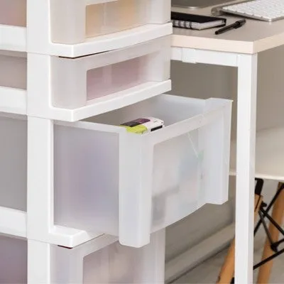 Open Box - IRIS 6 Drawer Storage Cart with Organizer Top White/Pearl