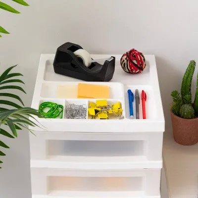 Open Box - IRIS 6 Drawer Storage Cart with Organizer Top White/Pearl
