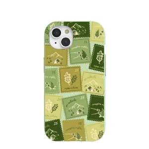 Sage Green Camp Stamps iPhone 15 Case