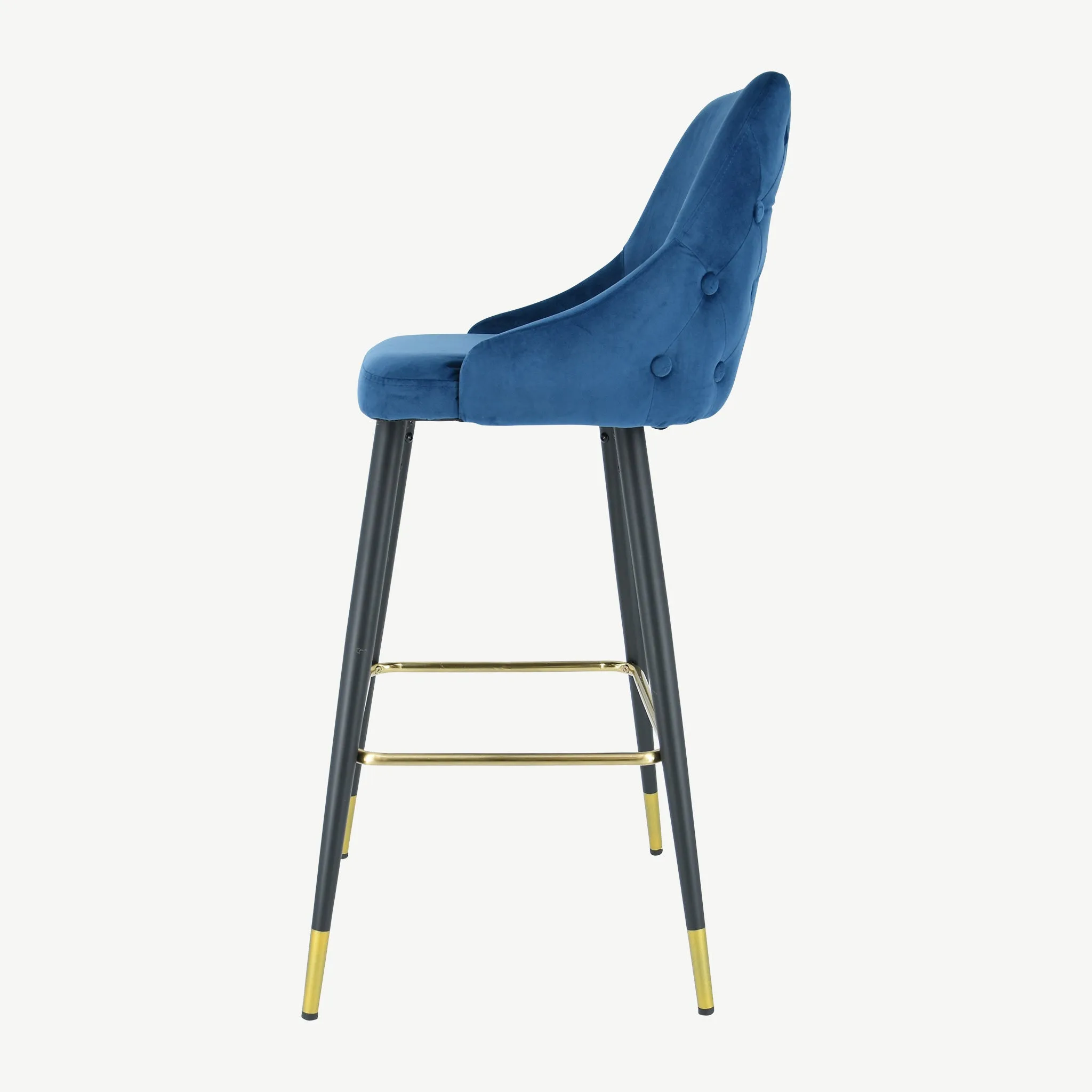Set of 2 Ava Bar Stools Navy Velvet