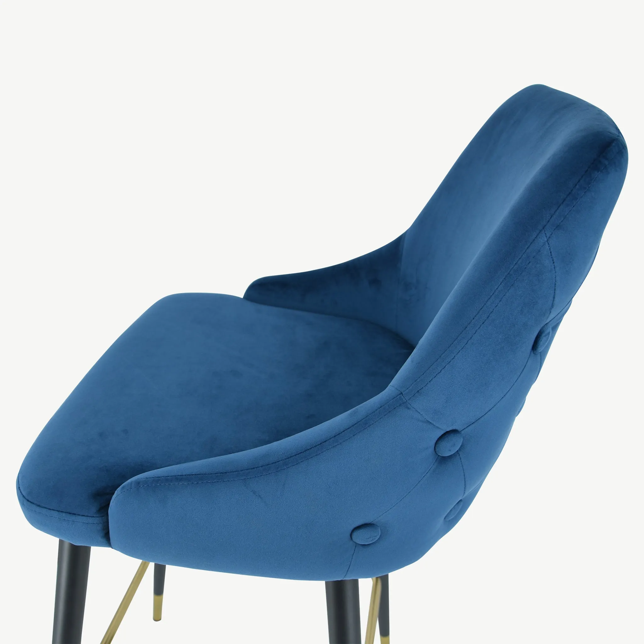 Set of 2 Ava Bar Stools Navy Velvet