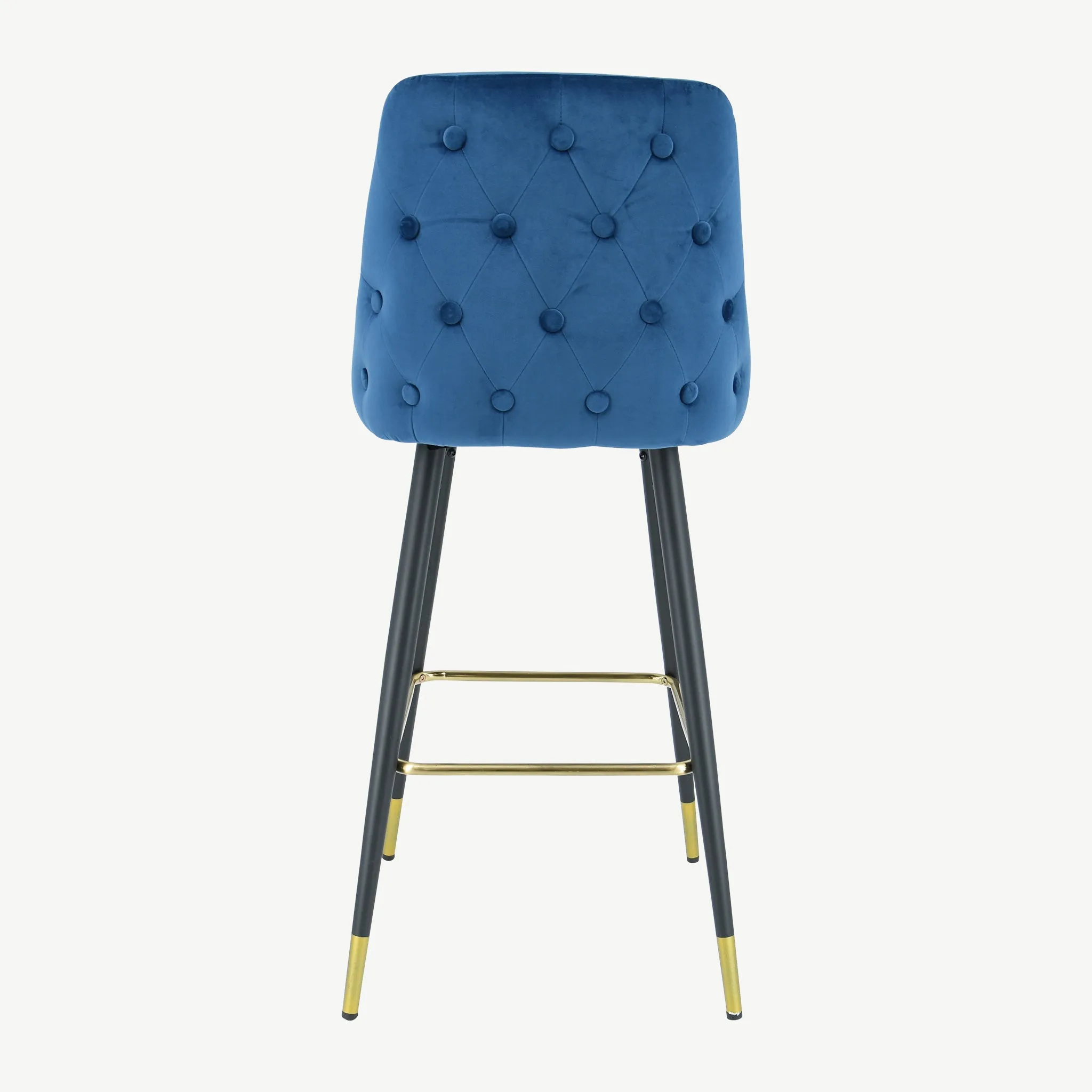 Set of 2 Ava Bar Stools Navy Velvet