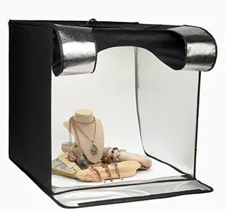 Smith-Victor 24" Desktop LED Light Box Studio Tent with Turntable, 4 Backgrounds