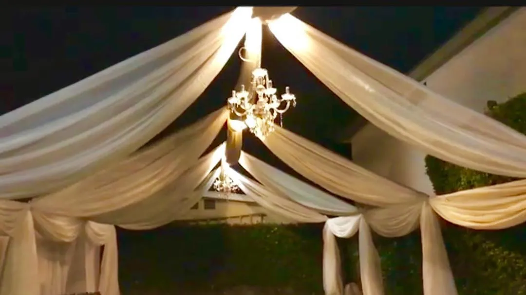 TENT with DRAPING  10X20 & Chandelier
