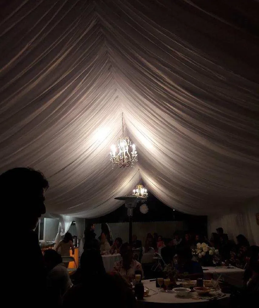 TENT with DRAPING  10X20 & Chandelier