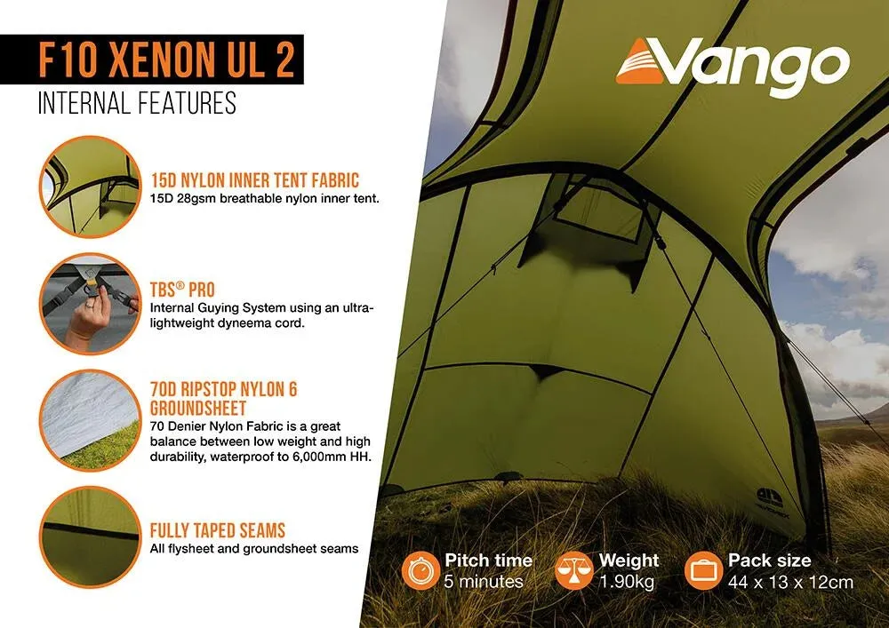 Vango F10 Xenon UL2 Lightweight Backpacking Tent