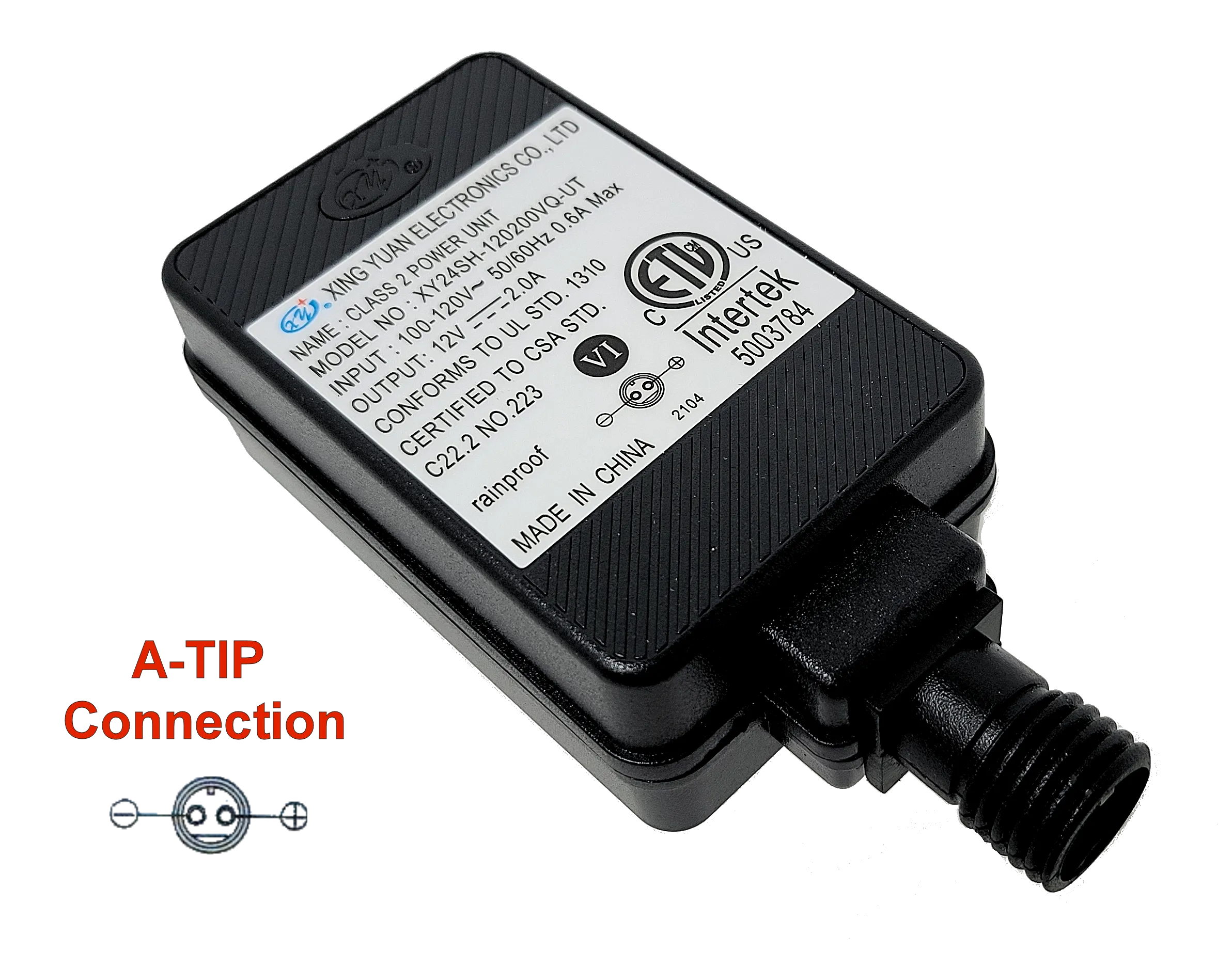 Xing Yuan 12v 2A Power Adapter Connection TIP A | INTERTEK 5003784  XY-1202000 XY24SH-120200VQ-UT XY-1201250-UO