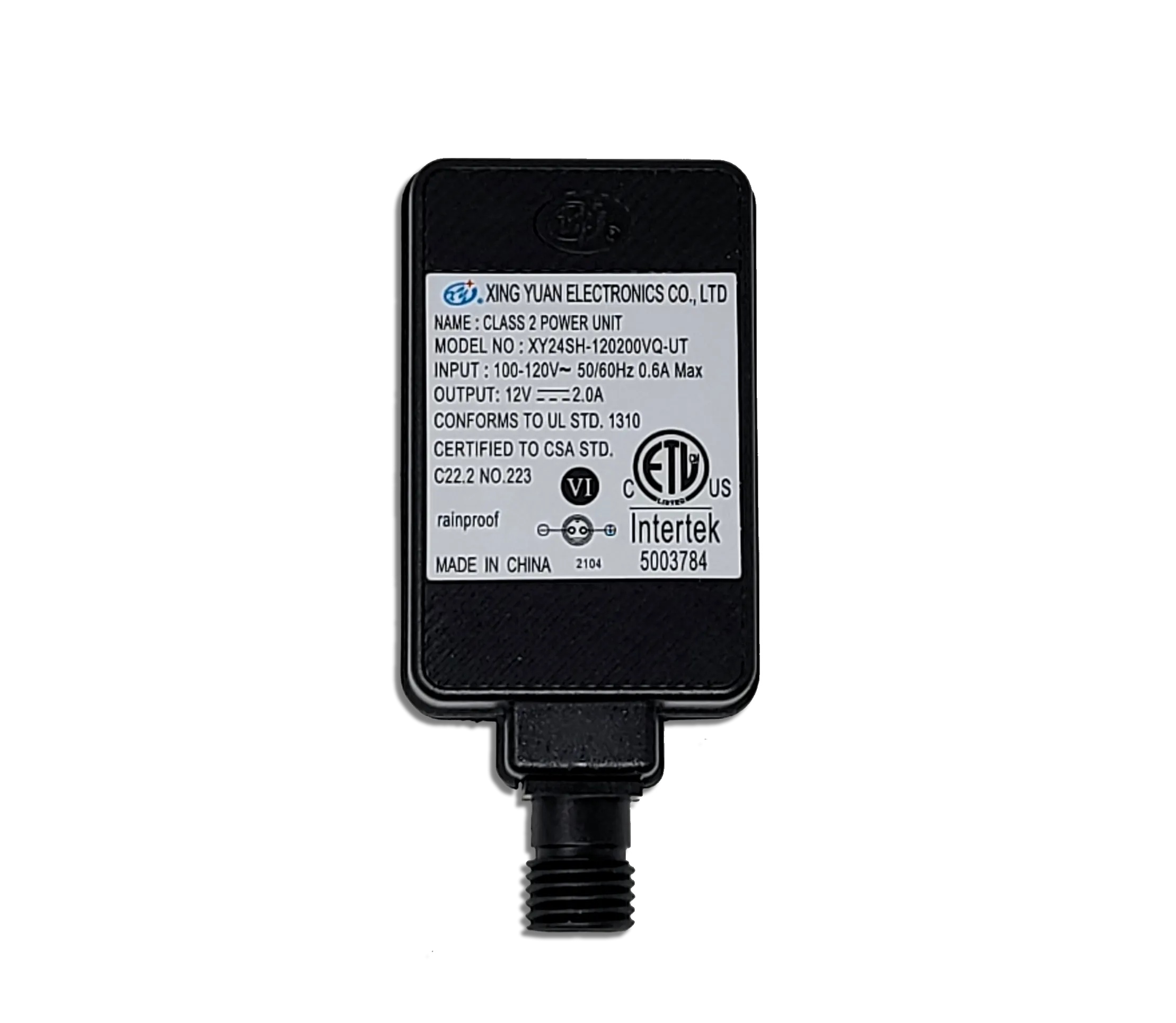 Xing Yuan 12v 2A Power Adapter Connection TIP A | INTERTEK 5003784  XY-1202000 XY24SH-120200VQ-UT XY-1201250-UO